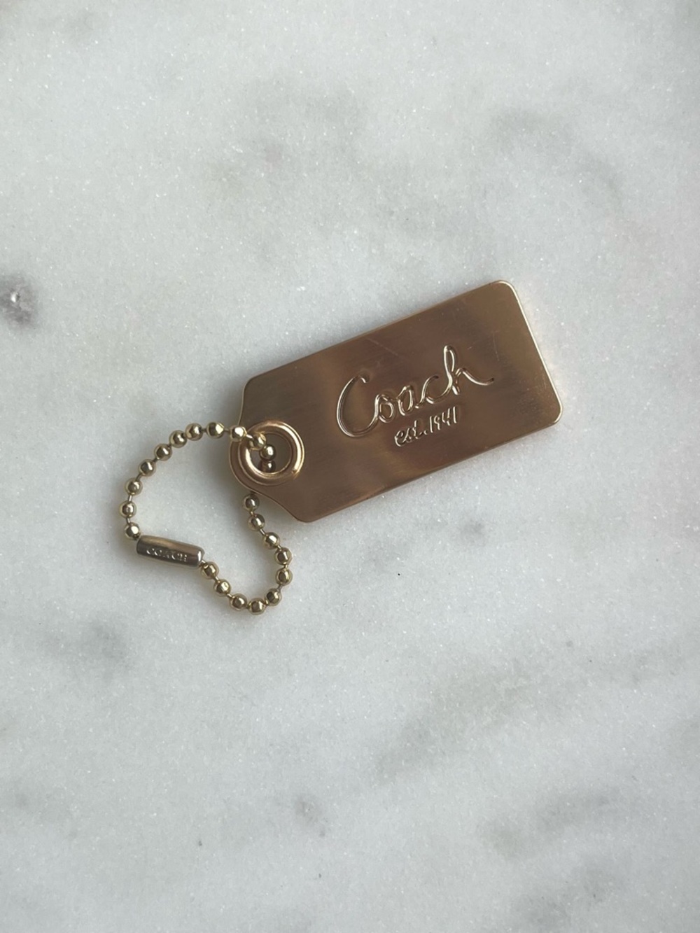 COACH Vintage Script Gold Metal Hang Tag - Picture 2 of 6